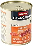 GranCarno Hunde Nassfutter Rind + Huhn (6 x 800 g), Welpenfutter nass ohne Getreide von animonda für Junge Hunde, mit frischen fleischlichen Zutaten, Junior Hundefutter(Die Verpackung kann variieren.)