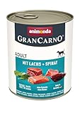 GranCarno Hunde Nassfutter mit Lachs + Spinat (6 x 800 g), Hundefutter nass ohne Getreide und Zucker von animonda, für ausgewachsene Hunde, mit frischen fleischlichen Zutaten