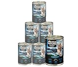 Dehner Wild Nature Katzenfutter Gebirgssee, Nassfutter getreidefrei, für ausgewachsene Katzen, Lachs / Forelle, 6 x 400 g Dose (2.4 kg)