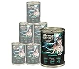 Dehner Wild Nature Hundefutter Auwald, Nassfutter getreidefrei / zuckerfrei, für ausgewachsene Hunde, Geflügel / Wild, 6 x 400 g Dose (2.4 kg)