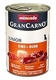GranCarno Hunde Nassfutter mit Rind + Huhn (6 x 400g), Welpenfutter nass ohne Getreide von animonda für Junge Hunde, mit frischen fleischlichen Zutaten, Junior Hundefutter