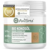 AniForte Bio Kokosöl für Hunde & Katzen 400 ml Lebensmittelqualität - Erste Kaltpressung, Nativ, Unraffiniert, Hoher Laurinsäure Gehalt, Pflege für Fell, Pfote & Haut, biologischer Anbau, Barf Zusatz