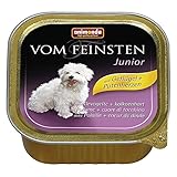 animonda Vom Feinsten Junior Geflügel + Putenherzen (22 x 150 g), Welpenfutter für wachsende Hunde, Nassfutter für Hunde mit fein-stückigen Pasteten, Junior Hundefutter ohne Getreide